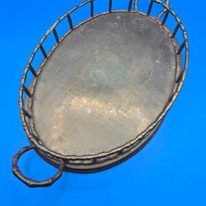 Vintage MCM Faux Bamboo Brass Tray. 15x8